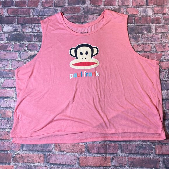 Paul Frank Women’s Tank Top 3XL 22W Peach Julius Monkey Graphic Sleeveless - Picture 1 of 4
